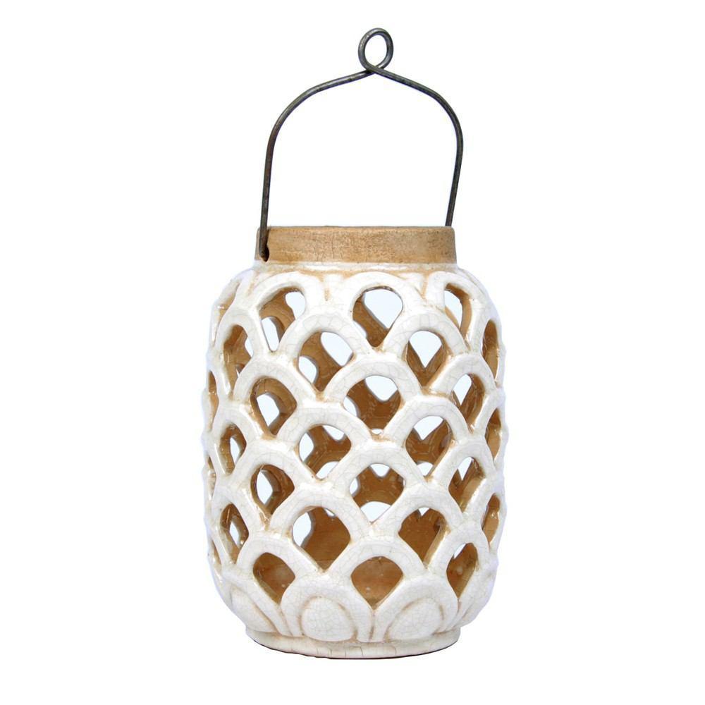 HomArt Sirena Ceramic Lantern - Antique White - Small - Set of 4