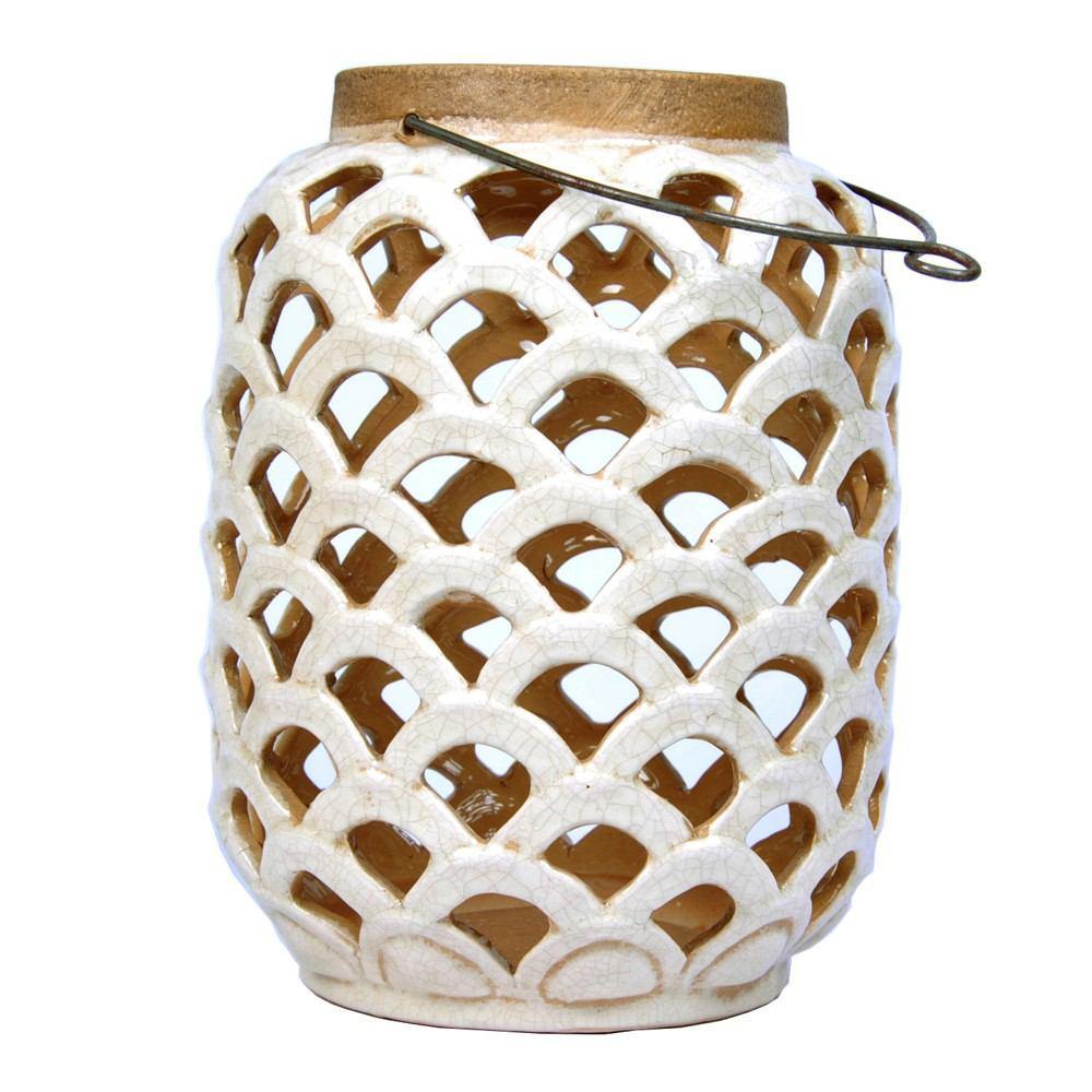 HomArt Sirena Ceramic Lantern - Antique White - Feature Image