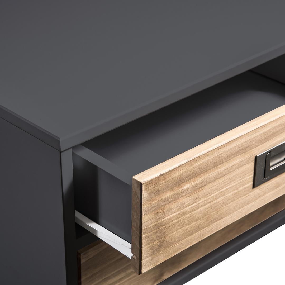 Manhattan Comfort Rustic Mid-Century Modern 3-Drawer Jackie 59.05" TV Stand