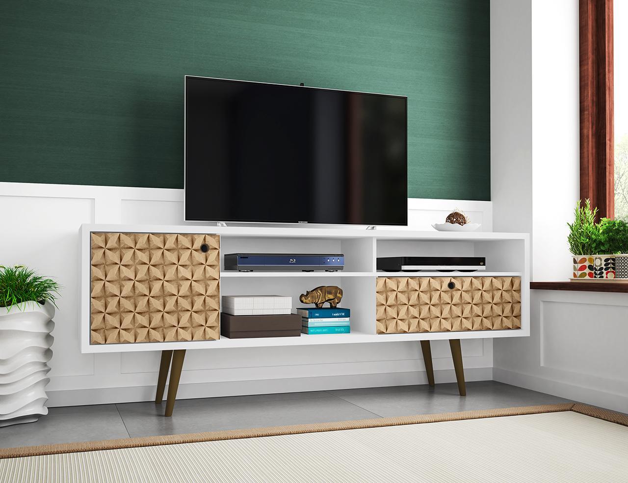Manhattan Comfort Liberty 70.86" Mid Century - Modern TV Stand with 4 Shelving Spaces
