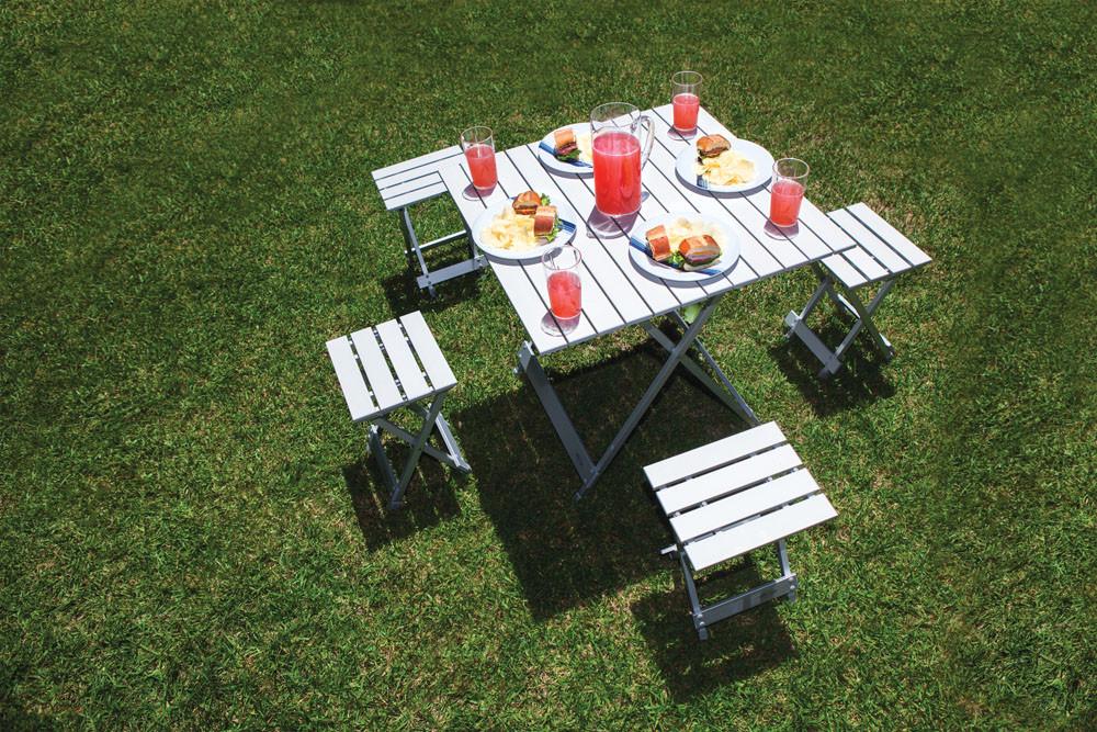 Picnic Time Aluminum Picnic Table Portable Table and Seats