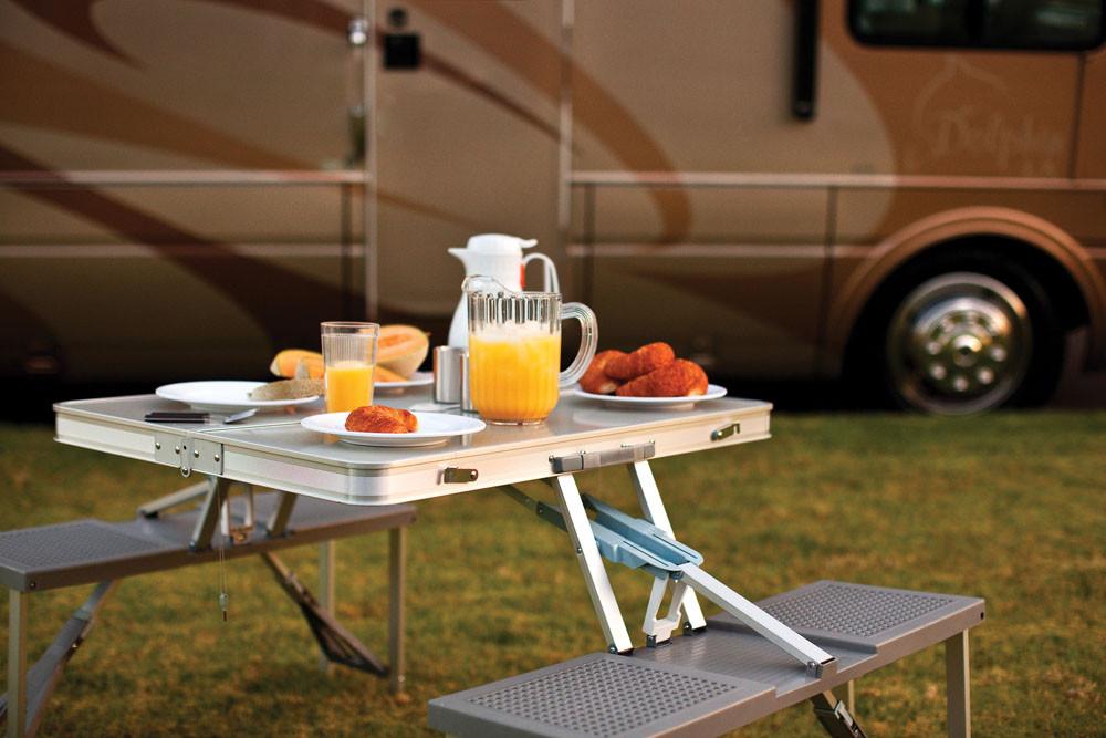 Picnic Time Aluminum Picnic Table Portable Table and Seats