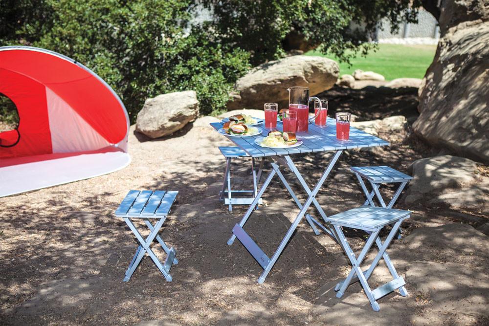 Picnic Time Aluminum Picnic Table Portable Table and Seats