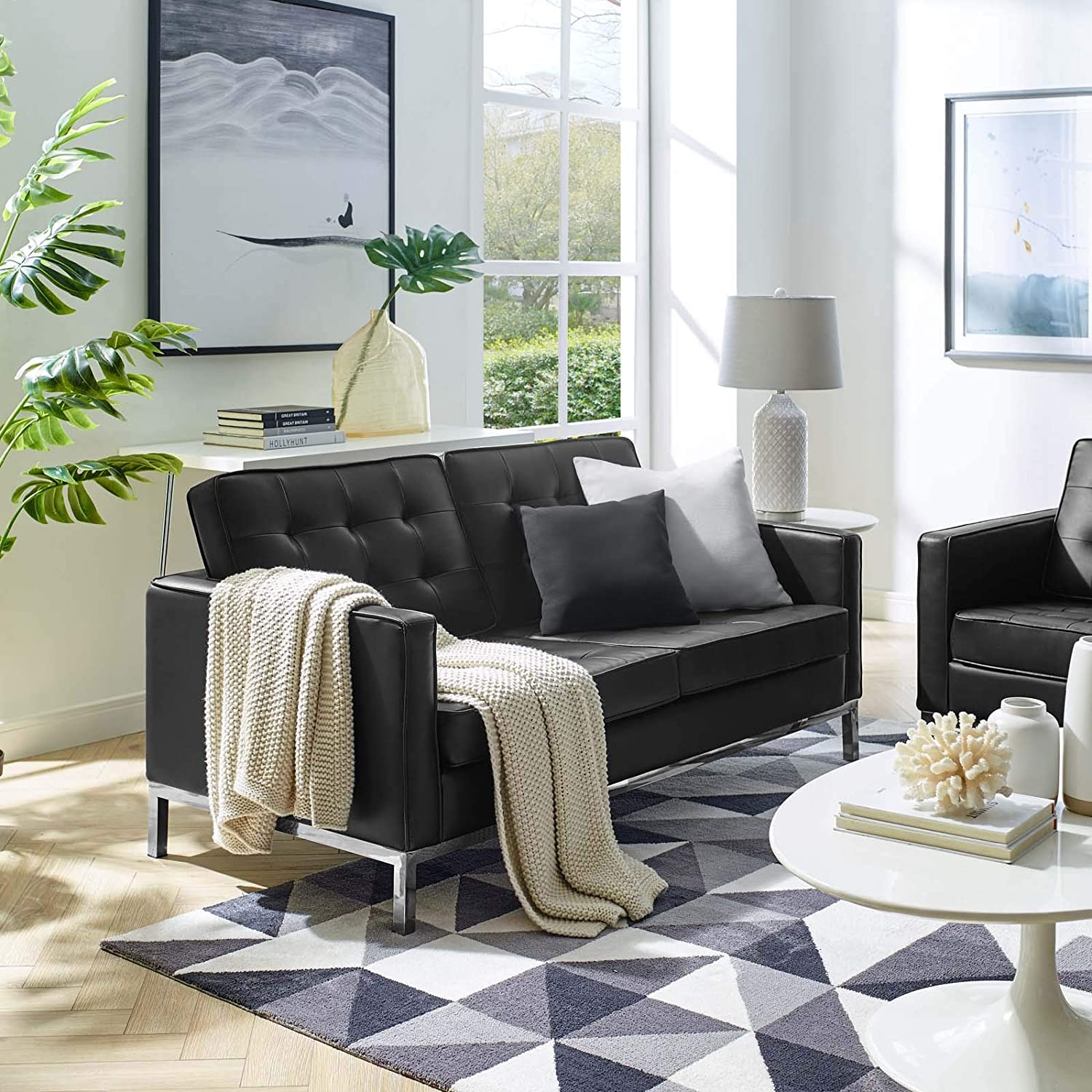 Modway Loft Tufted Upholstered Faux Leather Loveseat | Loveseats | Modishstore-15