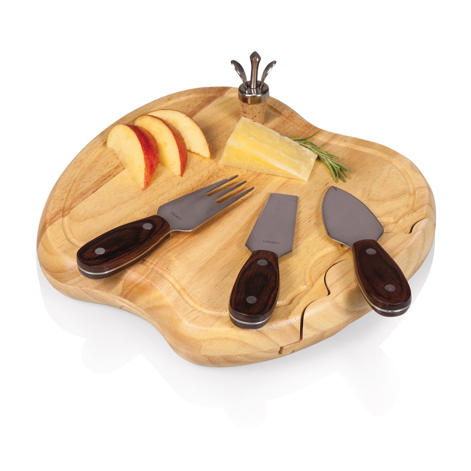 Picnic Time Apple Cheese Board and Tools Set - Set of 2