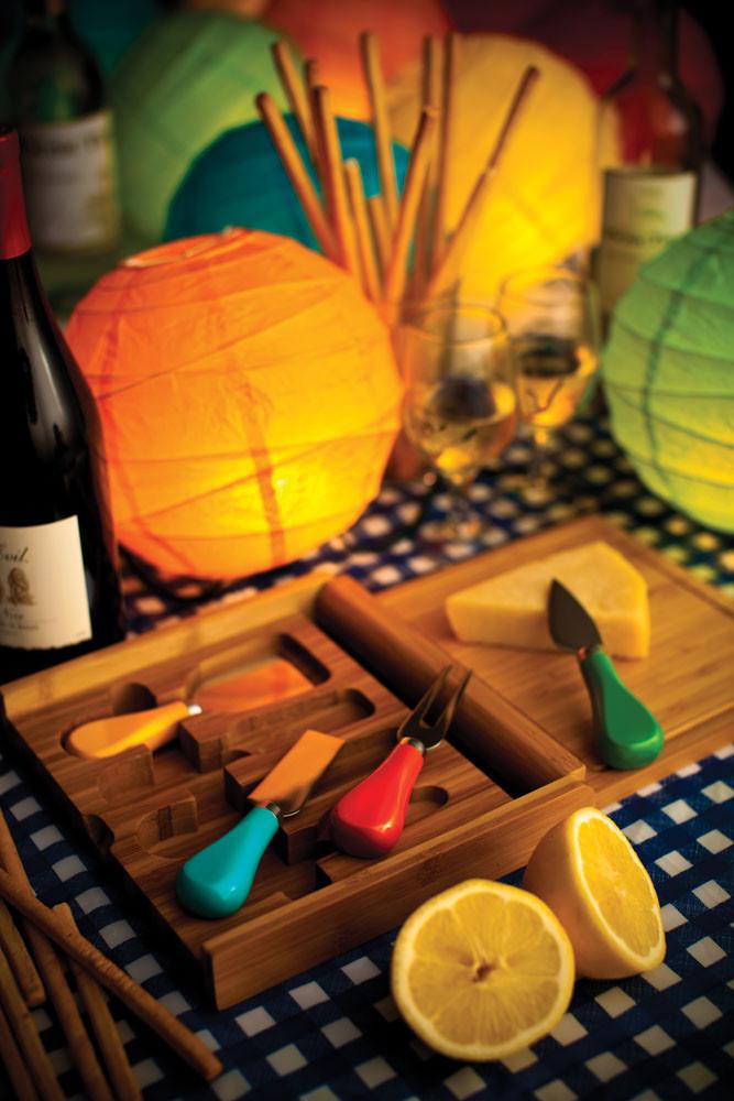 Picnic Time Carnaval Folding Cheese Board and Tools Set - Set of 2