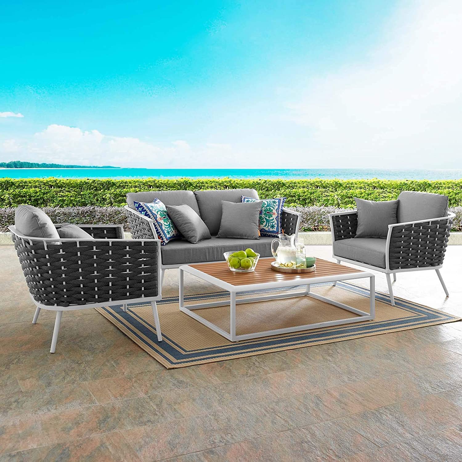 Modway Stance 4 Piece Outdoor Patio Aluminum Sectional Sofa Set-EEI-3172 | Outdoor Sofas, Loveseats & Sectionals | Modishstore
