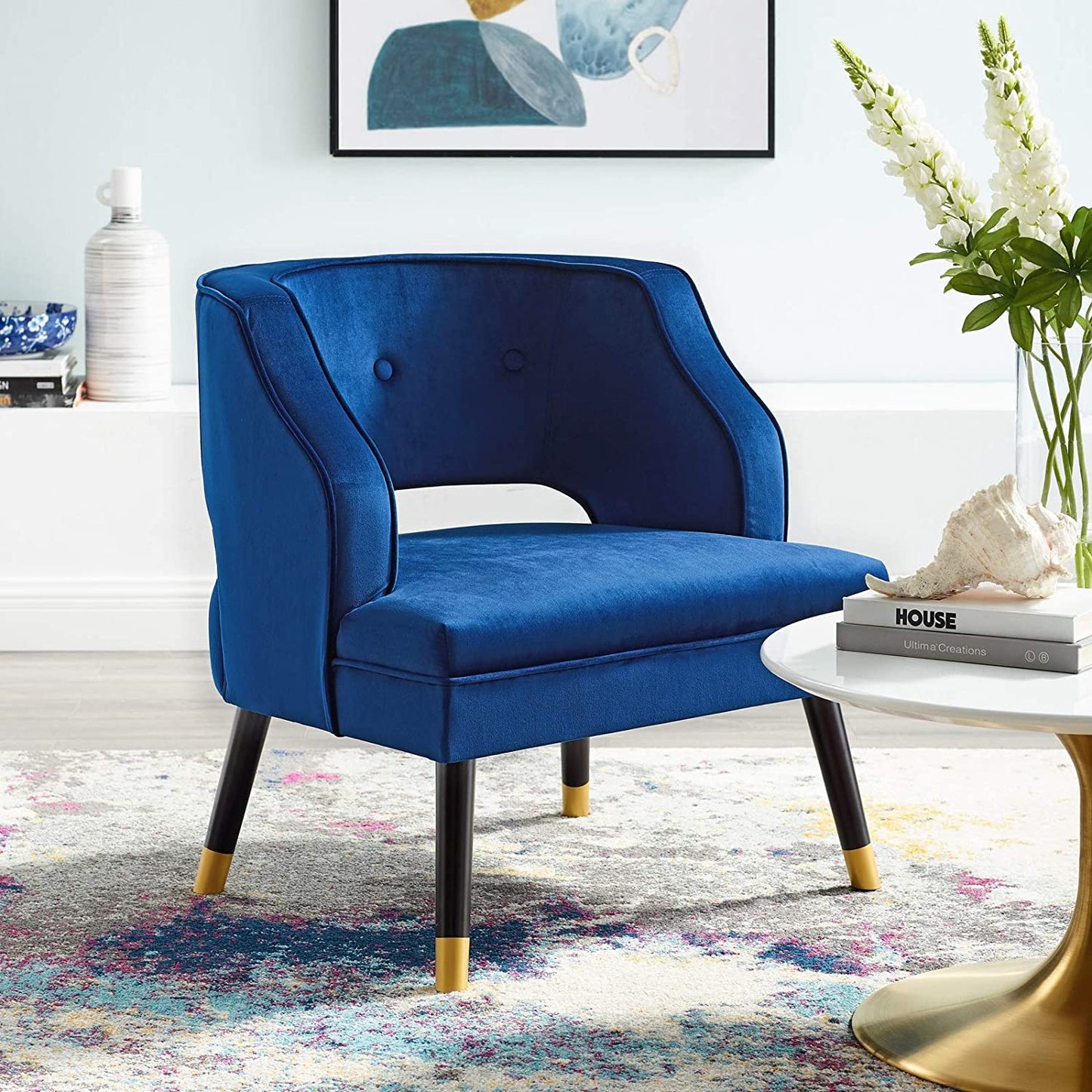 Modway Traipse Button Tufted Open Back Performance Velvet Armchair | Armchairs | Modishstore-11