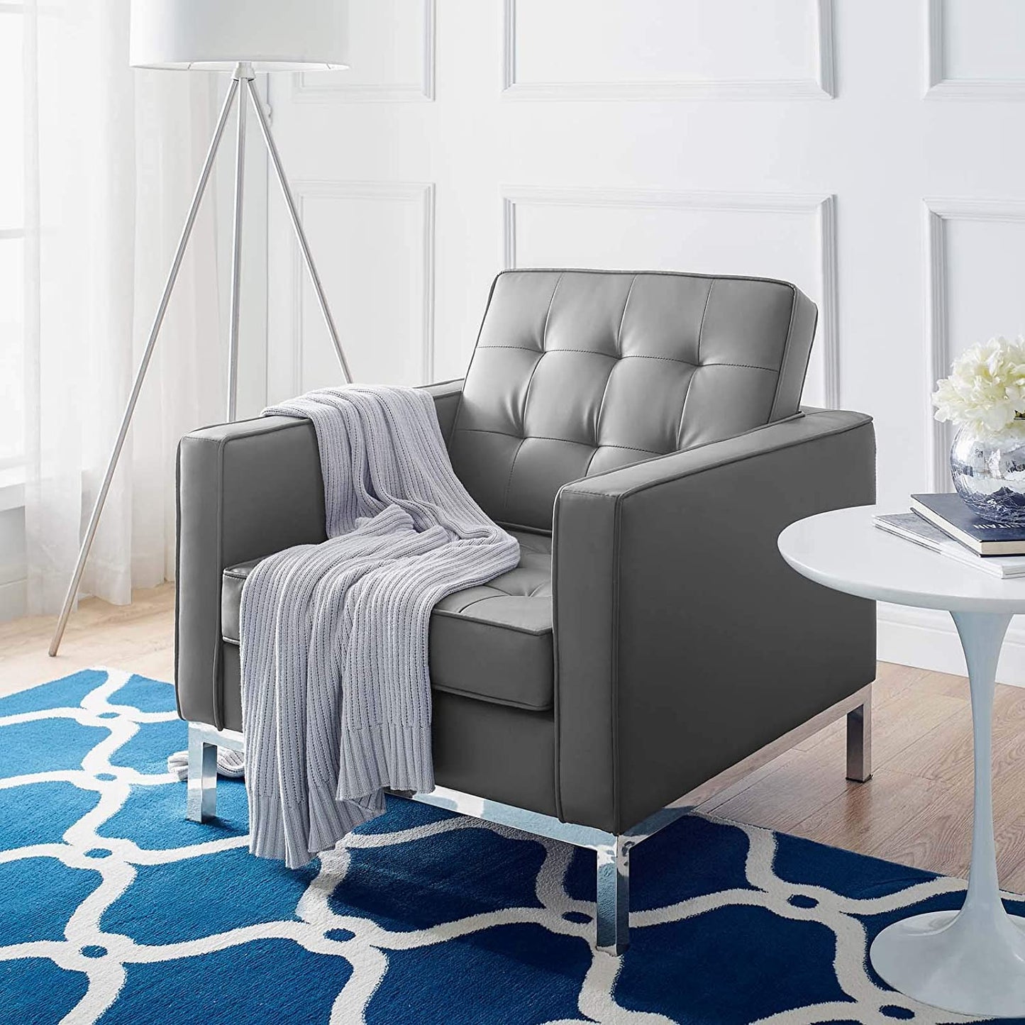 Modway Loft Tufted Upholstered Faux Leather Armchair | Armchairs | Modishstore-6
