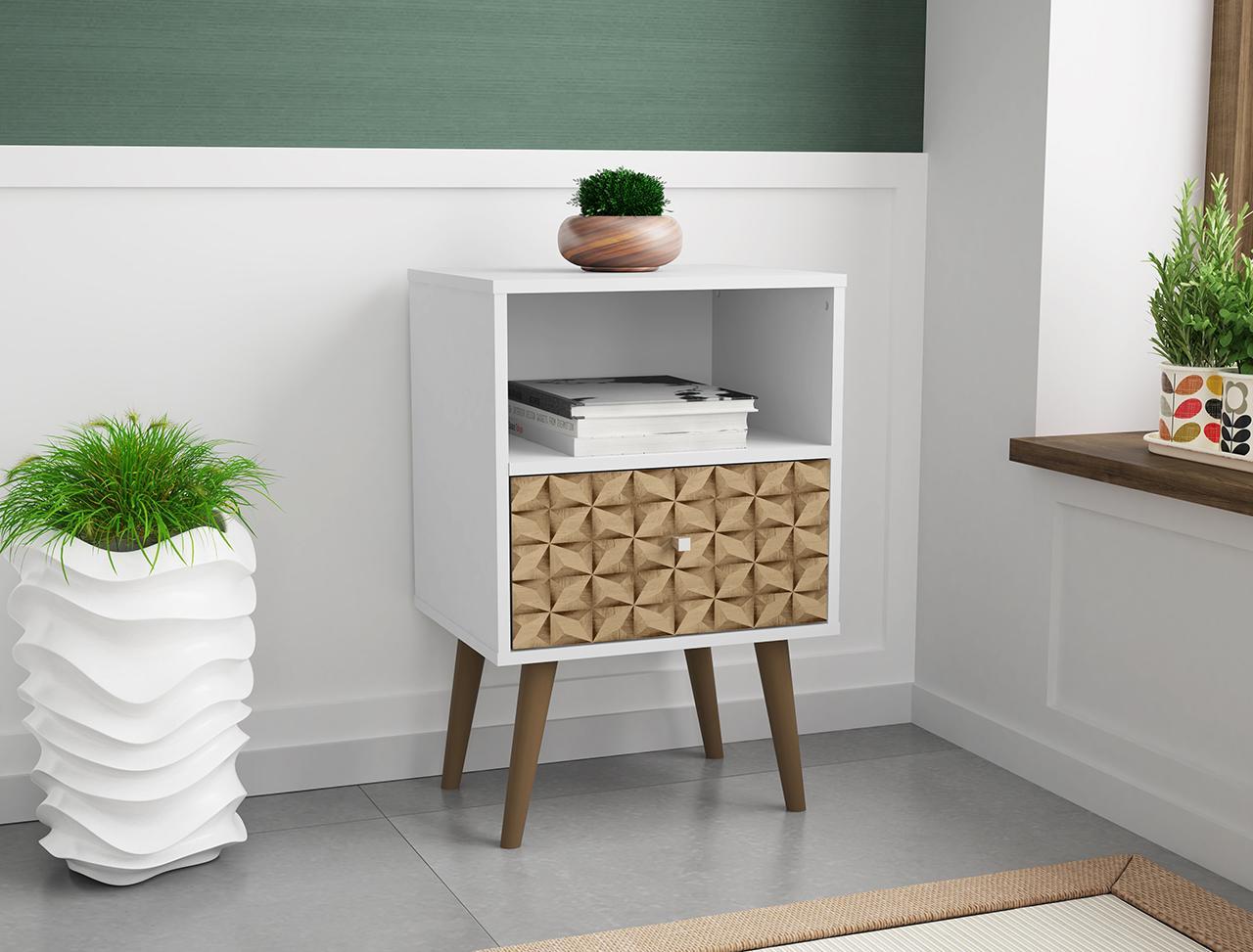 Manhattan Comfort Liberty Mid Century - Modern Nightstand 1.0 with 1 Cubby Space