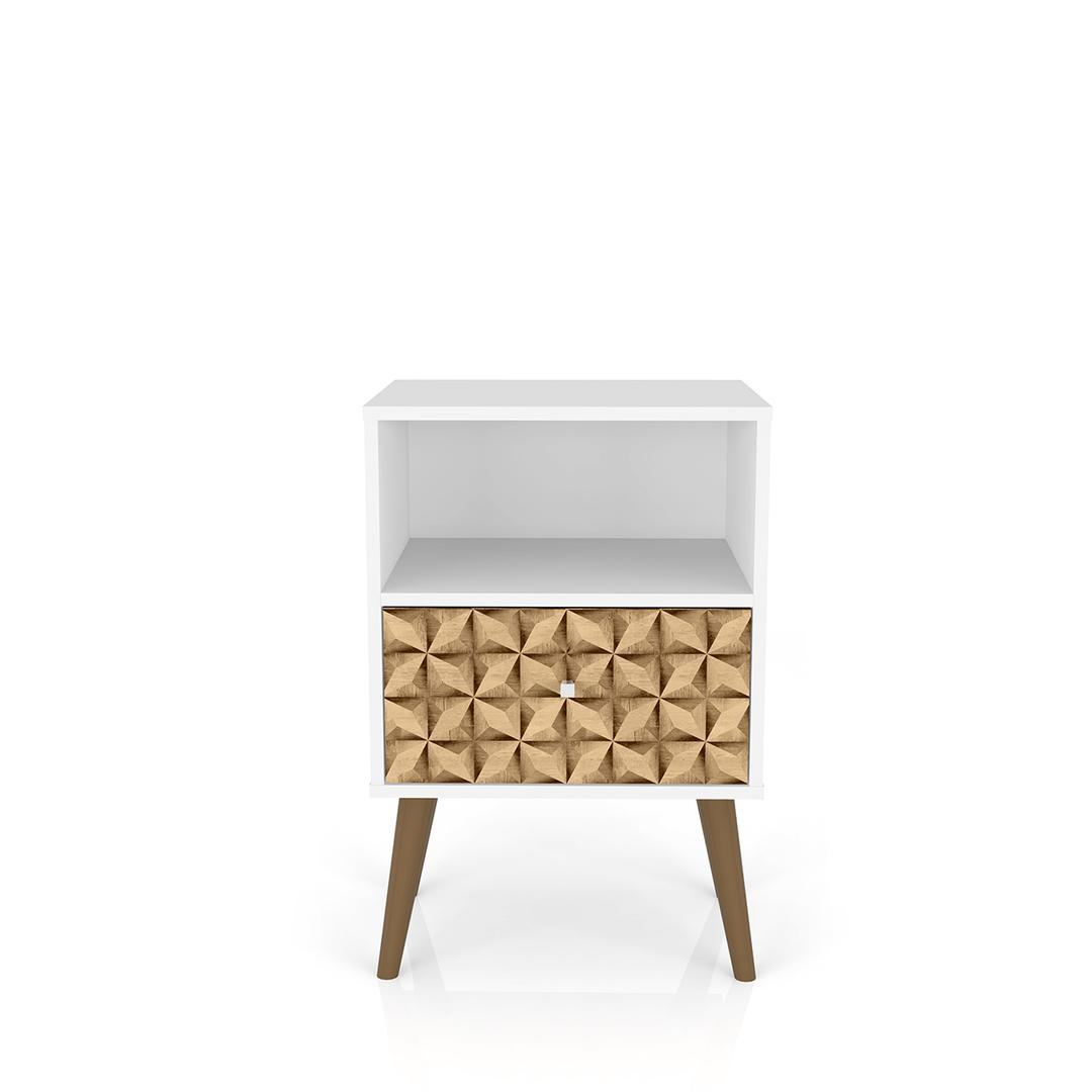 Manhattan Comfort Liberty Mid Century - Modern Nightstand 1.0 with 1 Cubby Space