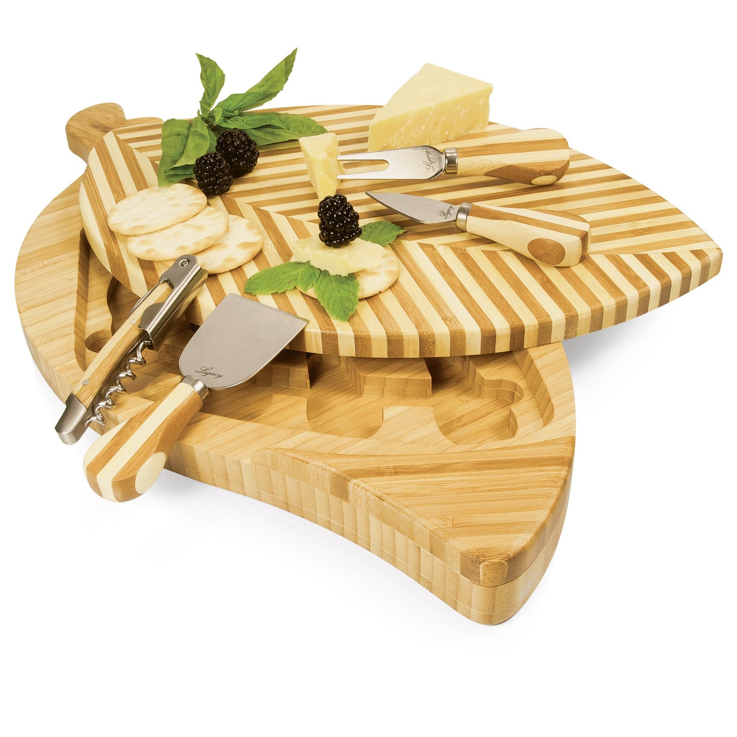 Picnic Time Leaf Cheese Board and Cheese Tools Set - Set of 2
