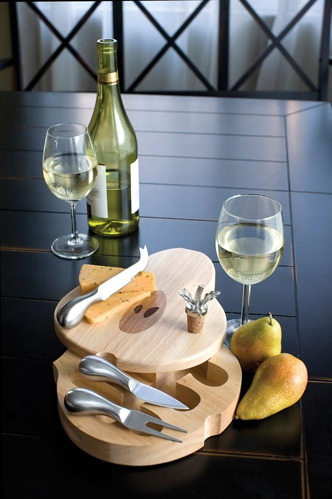 Picnic Time Pear Cheese Board and Tools Set - Set of 2