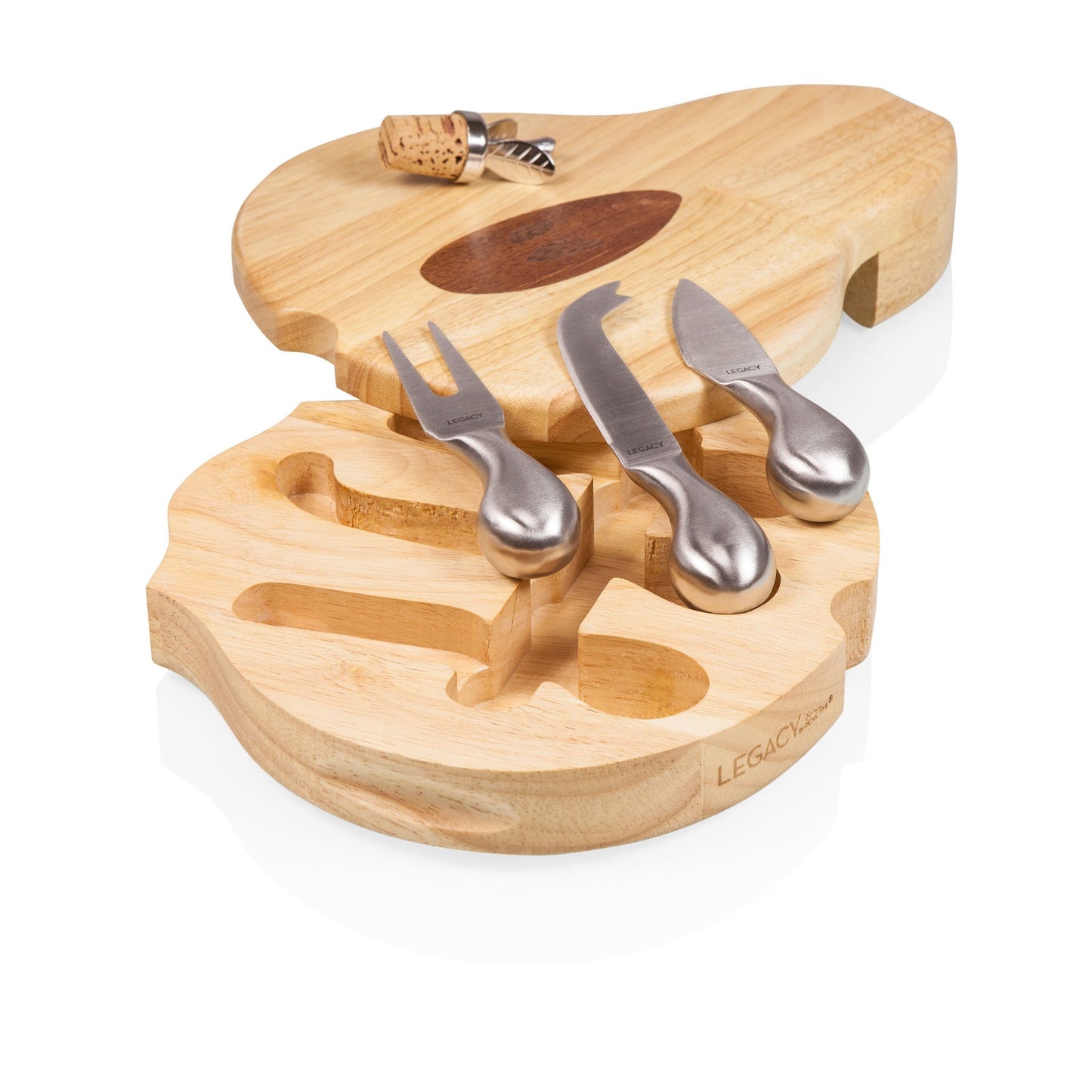 Picnic Time Pear Cheese Board and Tools Set - Set of 2
