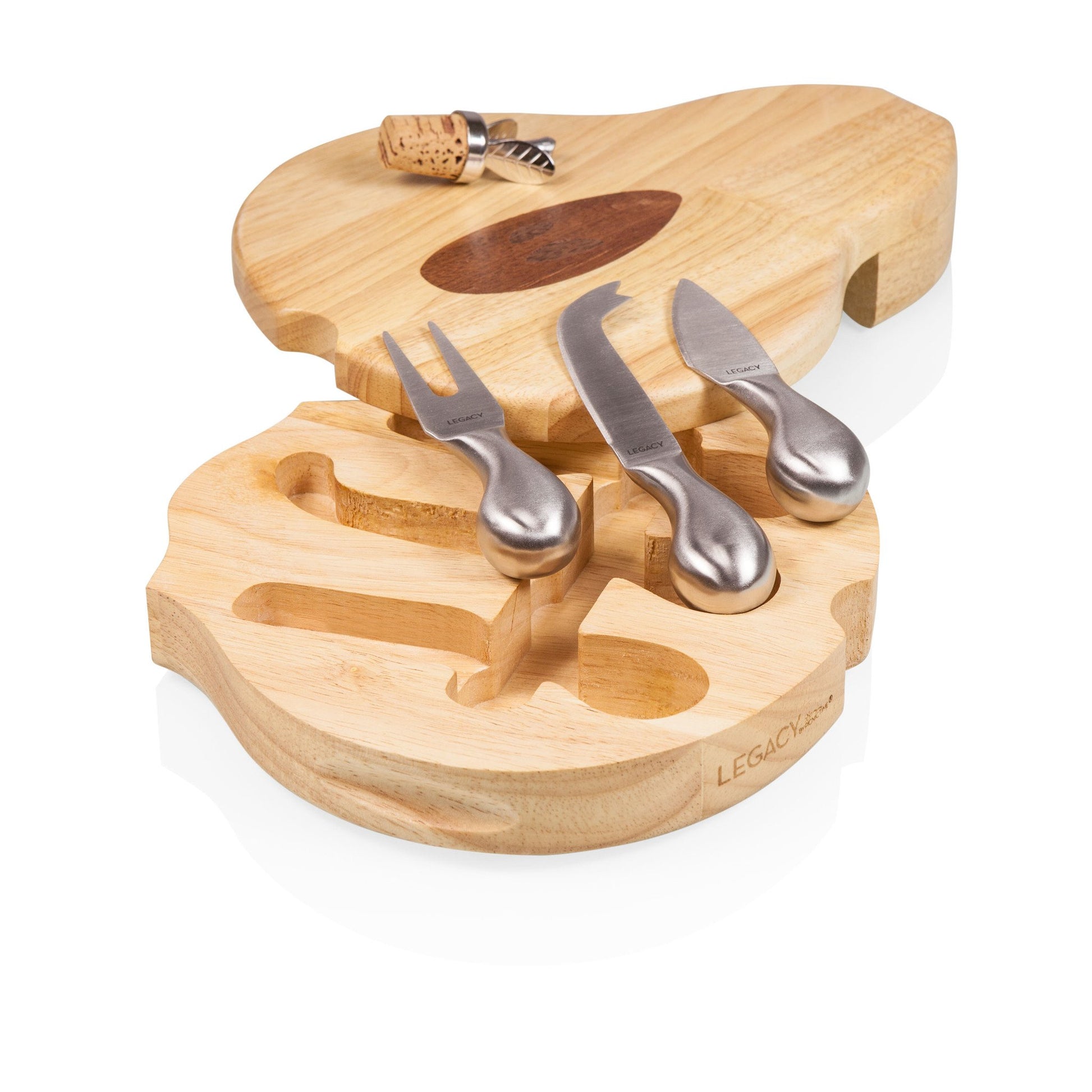 Picnic Time Pear Cheese Board and Tools Set - Set of 2