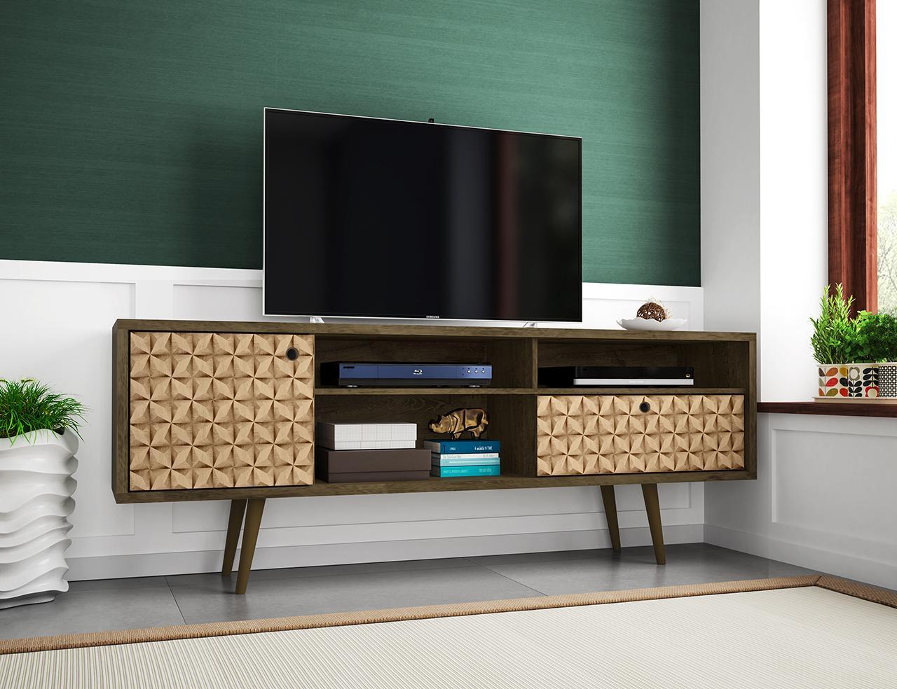 Manhattan Comfort Liberty 70.86" Mid Century - Modern TV Stand with 4 Shelving Spaces