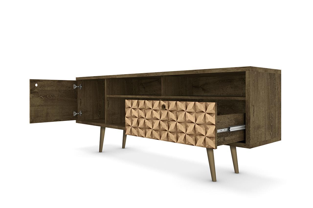 Manhattan Comfort Liberty 70.86" Mid Century - Modern TV Stand with 4 Shelving Spaces
