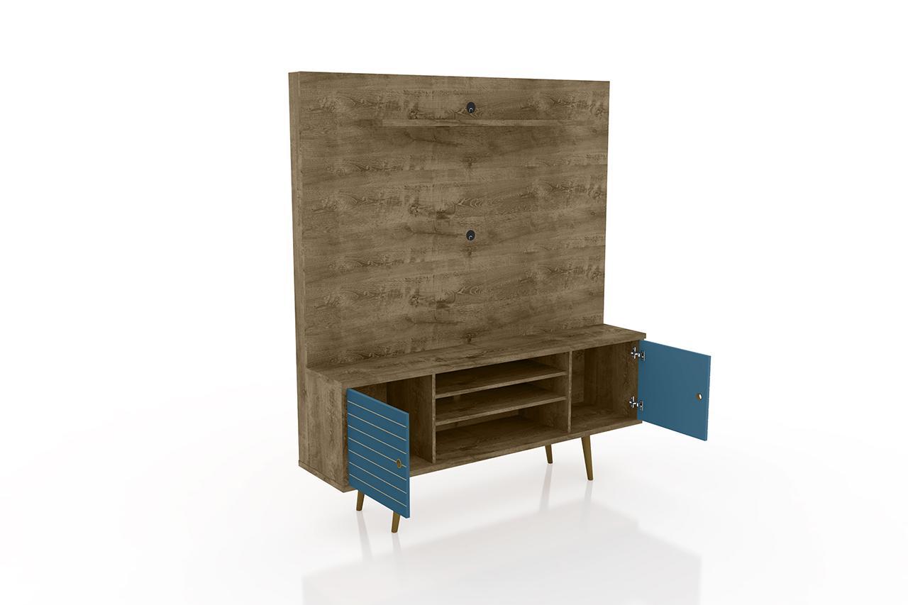 Manhattan Comfort Liberty 63" Freestanding Entertainment Center with Overhead shelf