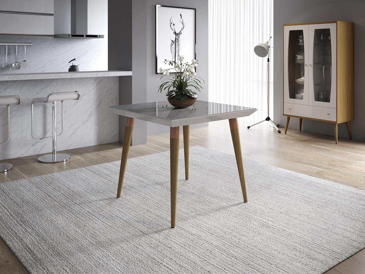 Manhattan Comfort Utopia 35.43" Modern Beveled Square Dining Table with Glass Top