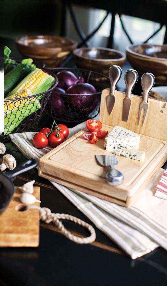 Picnic Time Asiago Folding Cutting Board and Cheese Tools Set - Set of 2