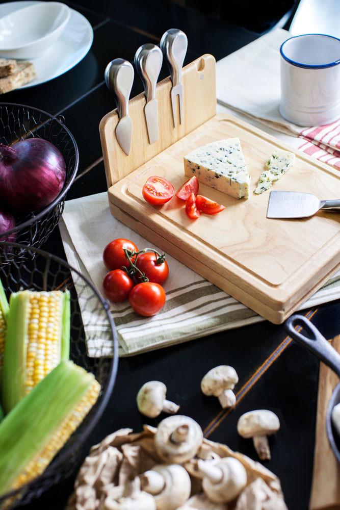 Picnic Time Asiago Folding Cutting Board and Cheese Tools Set - Set of 2
