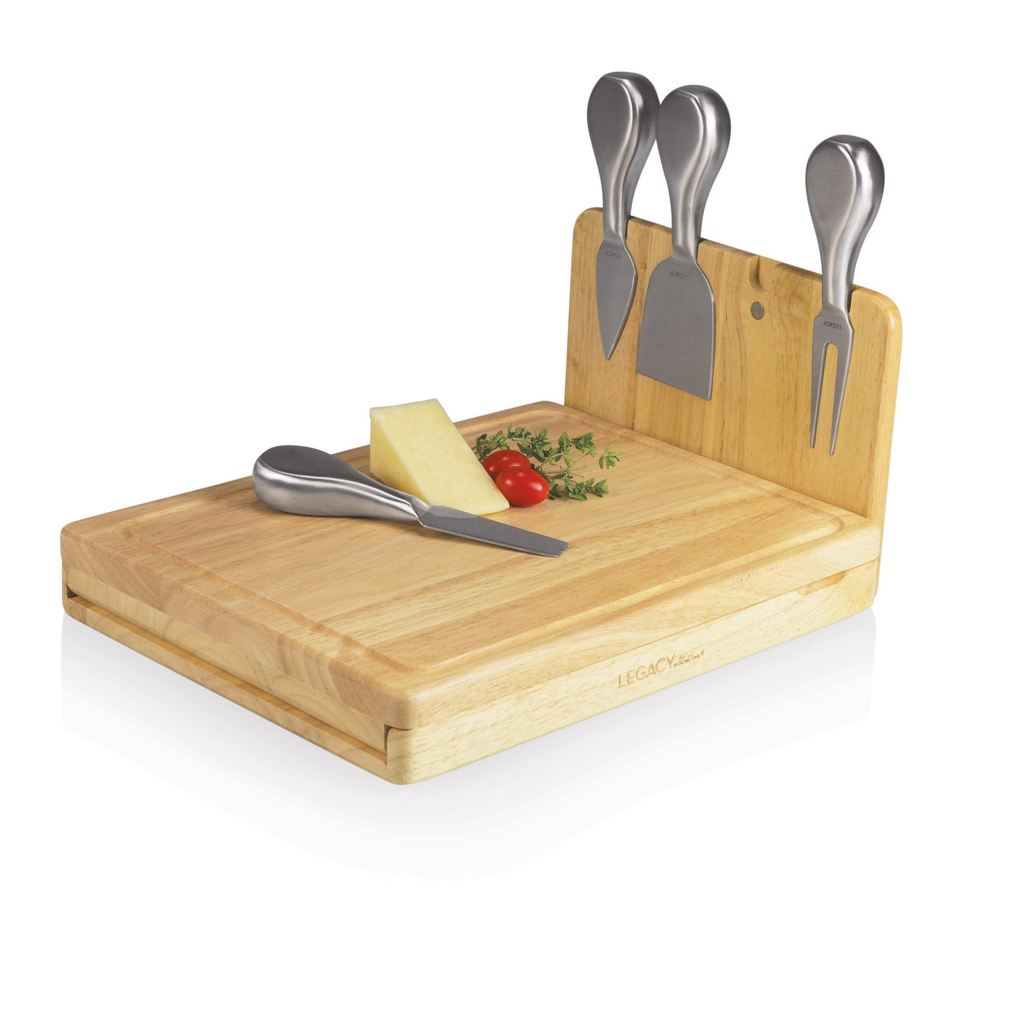Picnic Time Asiago Folding Cutting Board and Cheese Tools Set - Set of 2