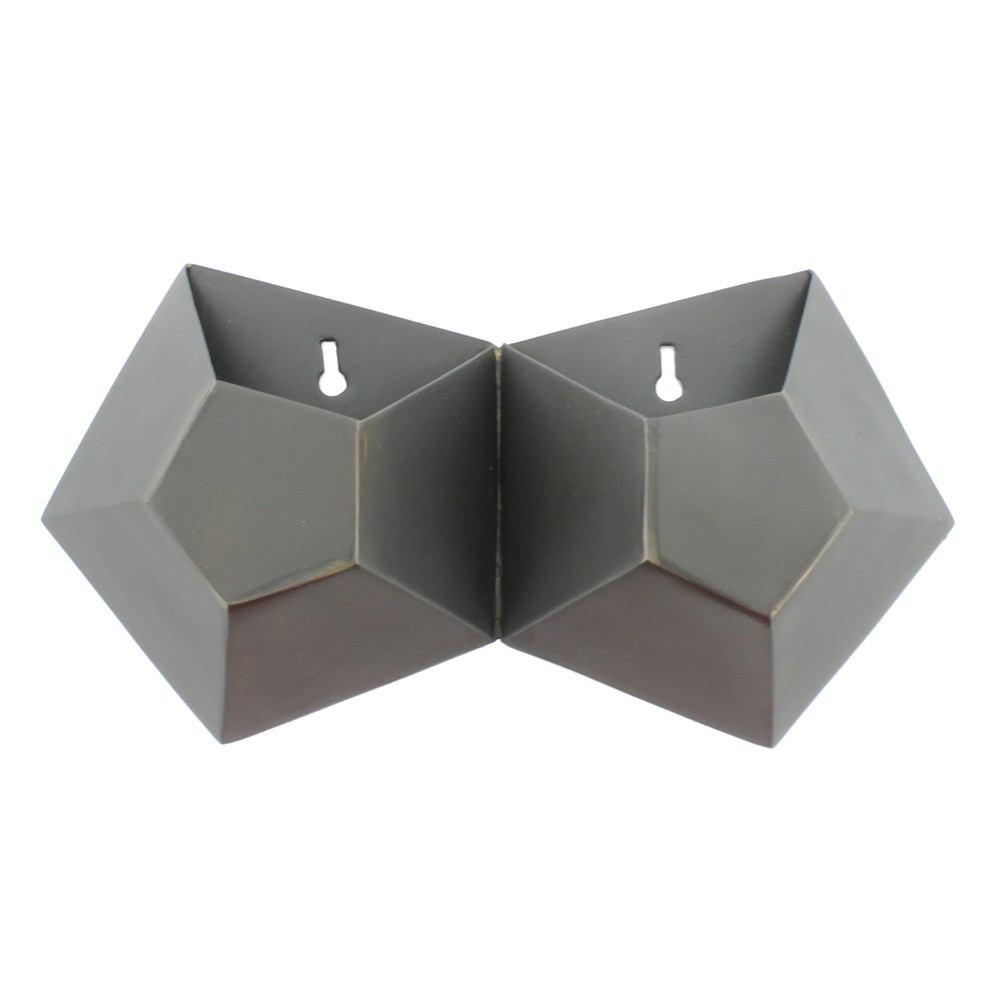 HomArt Hexagonal Iron Wall Vase - Double - Set of 2
