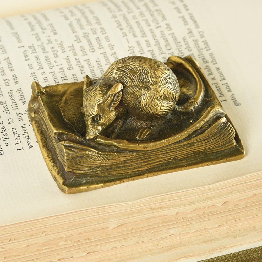 HomArt Library Mouse Brass Paperweight - Antique Brass - Feature Image