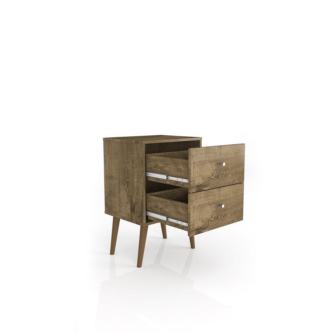 Manhattan Comfort Liberty Mid Century - Modern Nightstand 2.0 with 2 Full Extension Drawers