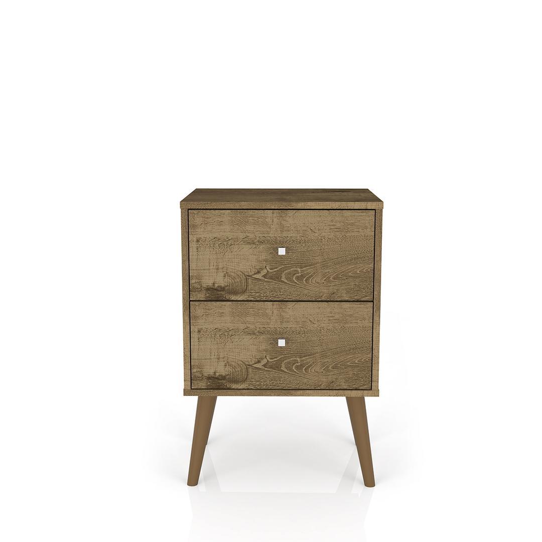 Manhattan Comfort Liberty Mid Century - Modern Nightstand 2.0 with 2 Full Extension Drawers