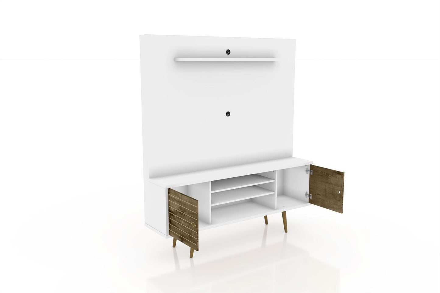 Manhattan Comfort Liberty 63" Freestanding Entertainment Center with Overhead shelf