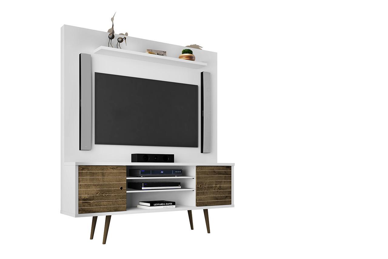 Manhattan Comfort Liberty 63" Freestanding Entertainment Center with Overhead shelf