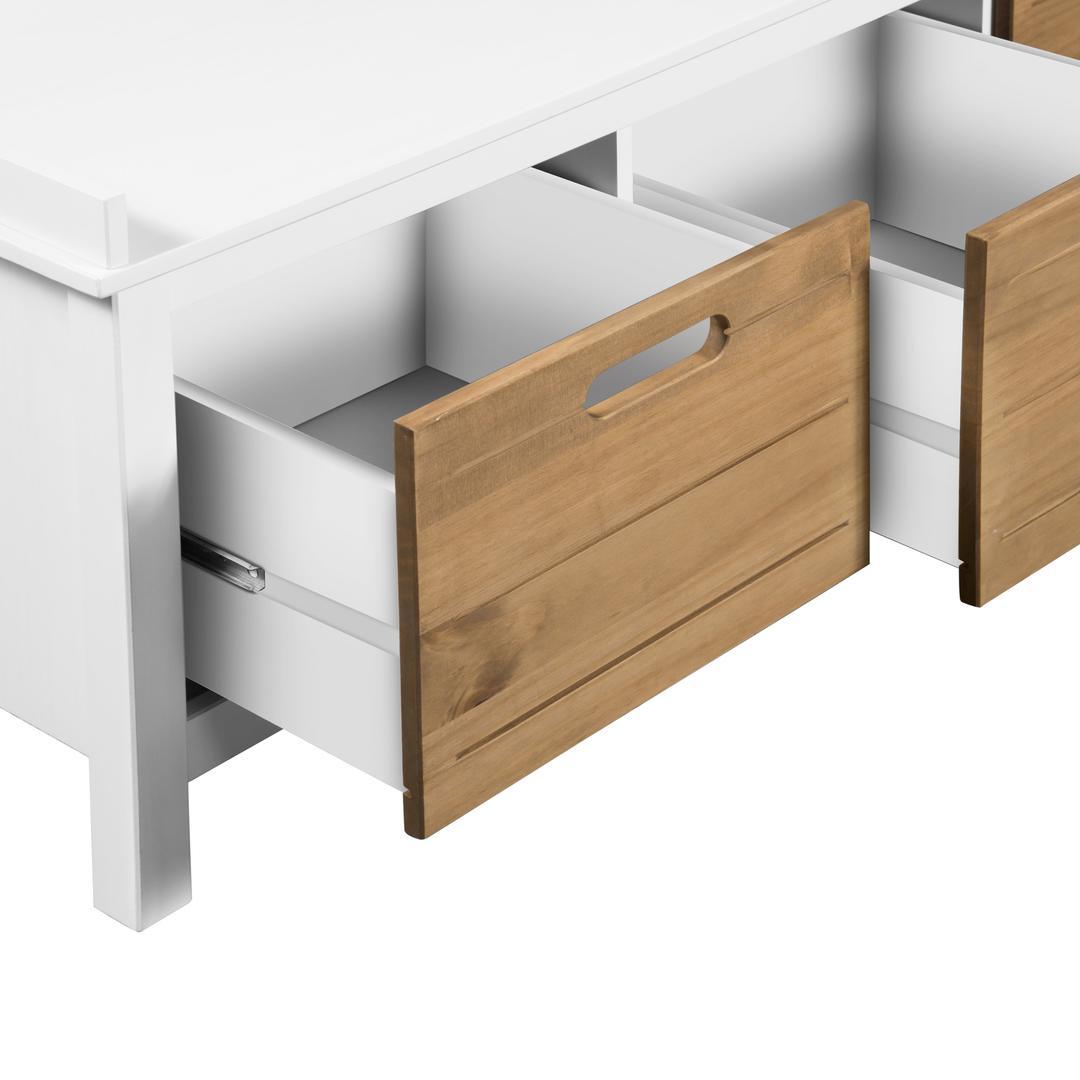 Manhattan Comfort Mid-Century Modern-Rustic 3-Drawer Irving Storage Bench Entryway 1.0