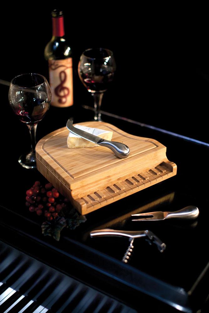 Picnic Time Piano Cheese Board and Tools Set - Set of 2