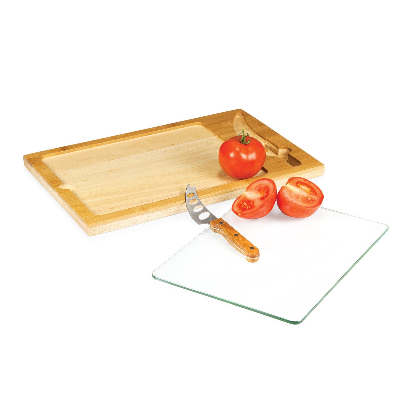 Picnic Time Icon Cutting Board Tray and Knife Set - Set of 2
