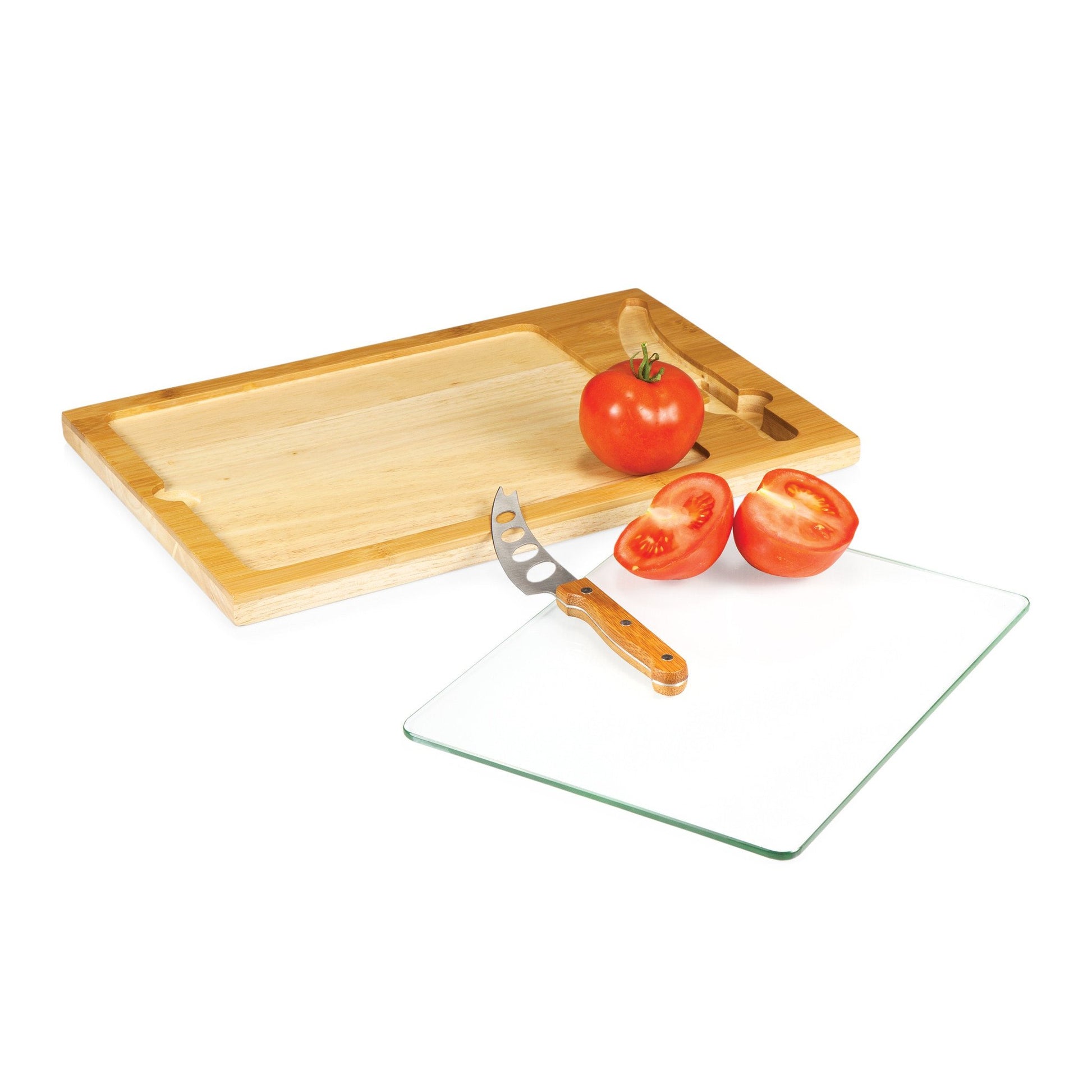 Picnic Time Icon Cutting Board Tray and Knife Set - Set of 2