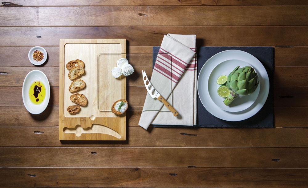 Picnic Time Icon Cutting Board Tray and Knife Set - Set of 2