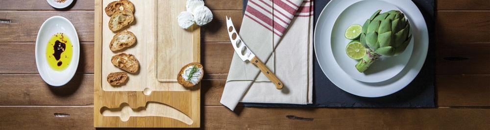 Picnic Time Icon Cutting Board Tray and Knife Set - Set of 2