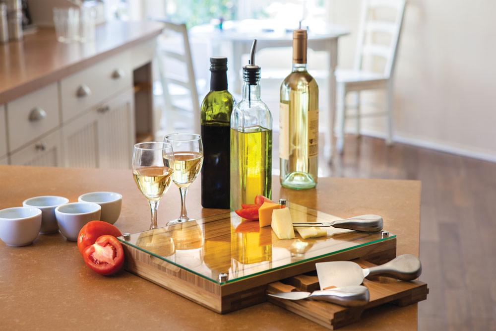 Picnic Time Concerto Cutting Board Tray and Cheese Tools Set - Set of 2