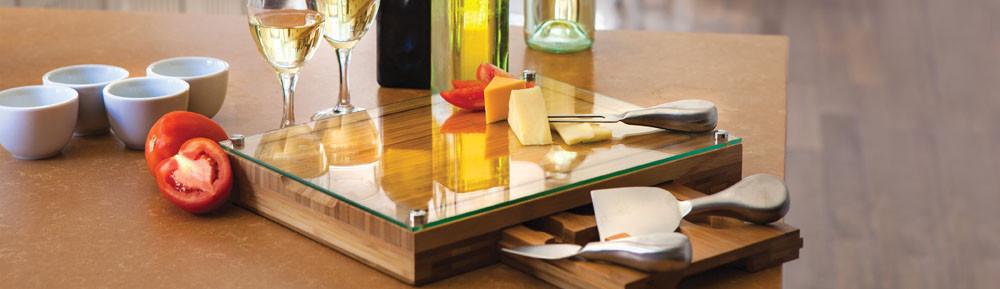 Picnic Time Concerto Cutting Board Tray and Cheese Tools Set - Set of 2