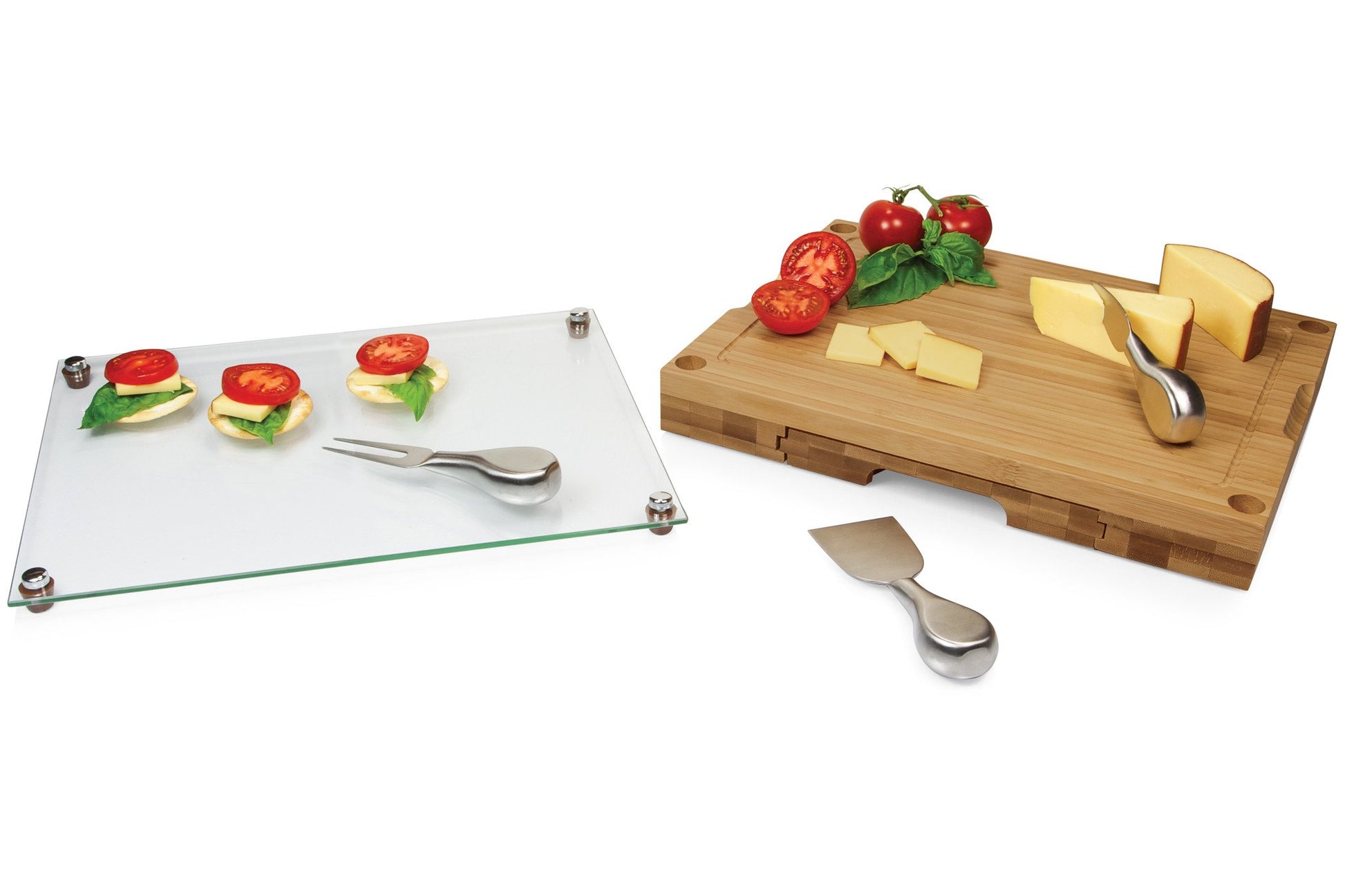 Picnic Time Concerto Cutting Board Tray and Cheese Tools Set - Set of 2