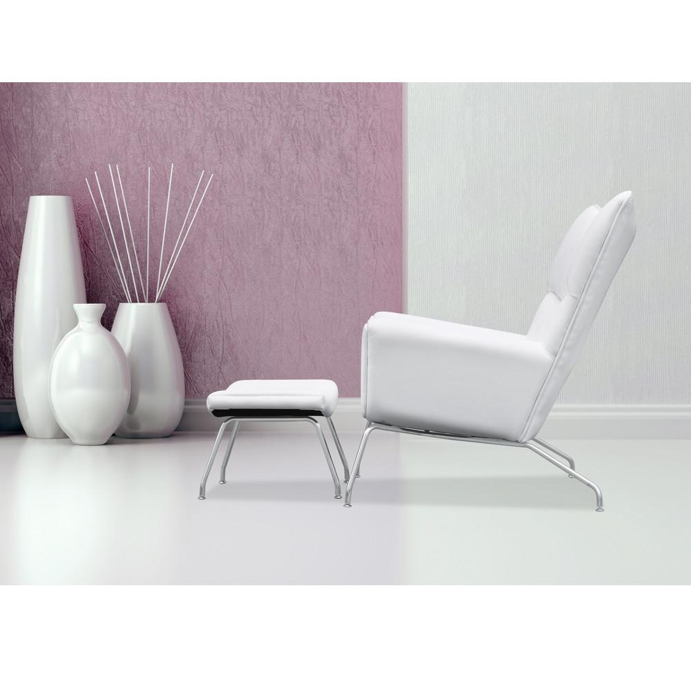 Fine Mod Imports Wing Chair and Ottoman in Leather