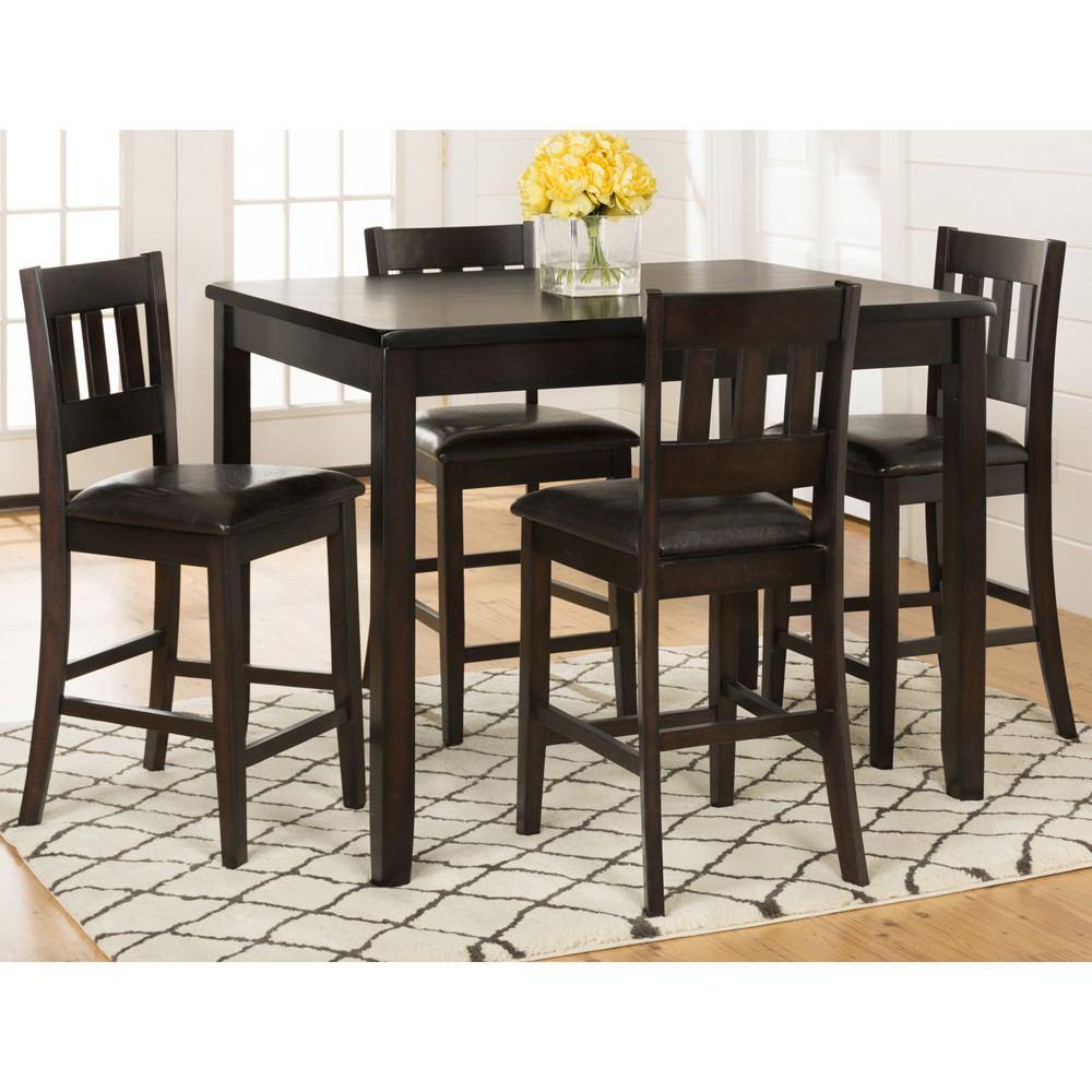 Jofran Dark Rustic Prairie Counter Height Table and Four Stools