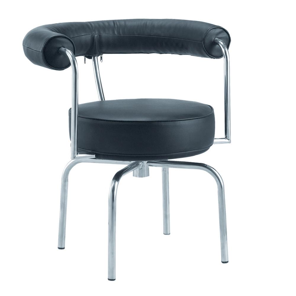 Fine Mod Imports LC7 Swivel Armchair in Black Leather