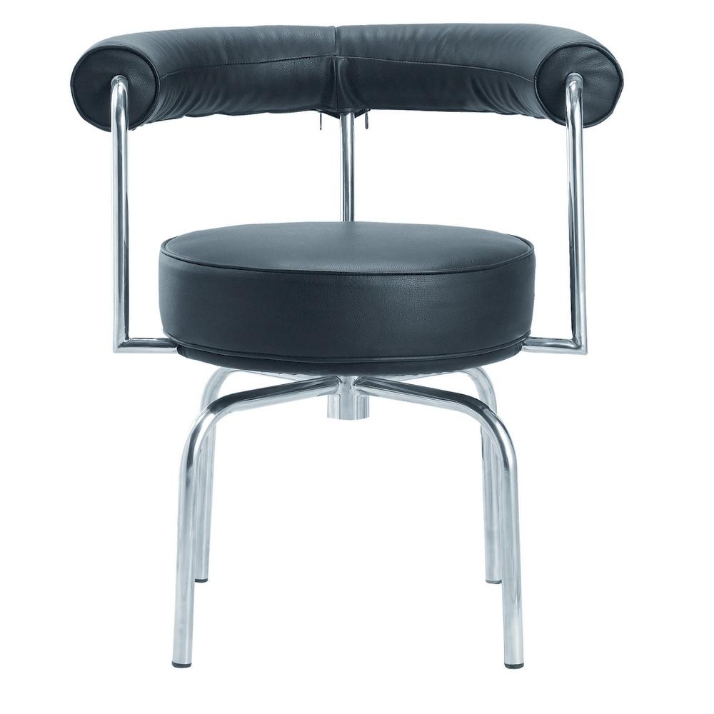 Fine Mod Imports LC7 Swivel Armchair in Black Leather