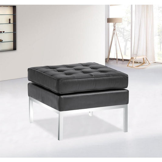 Fine Mod Imports Button Ottoman in Leather