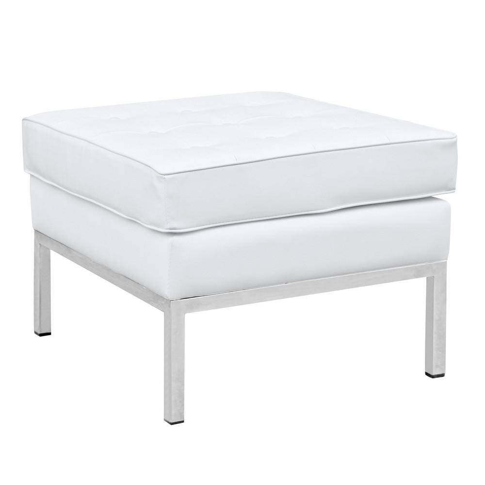 Fine Mod Imports Button Ottoman in Leather