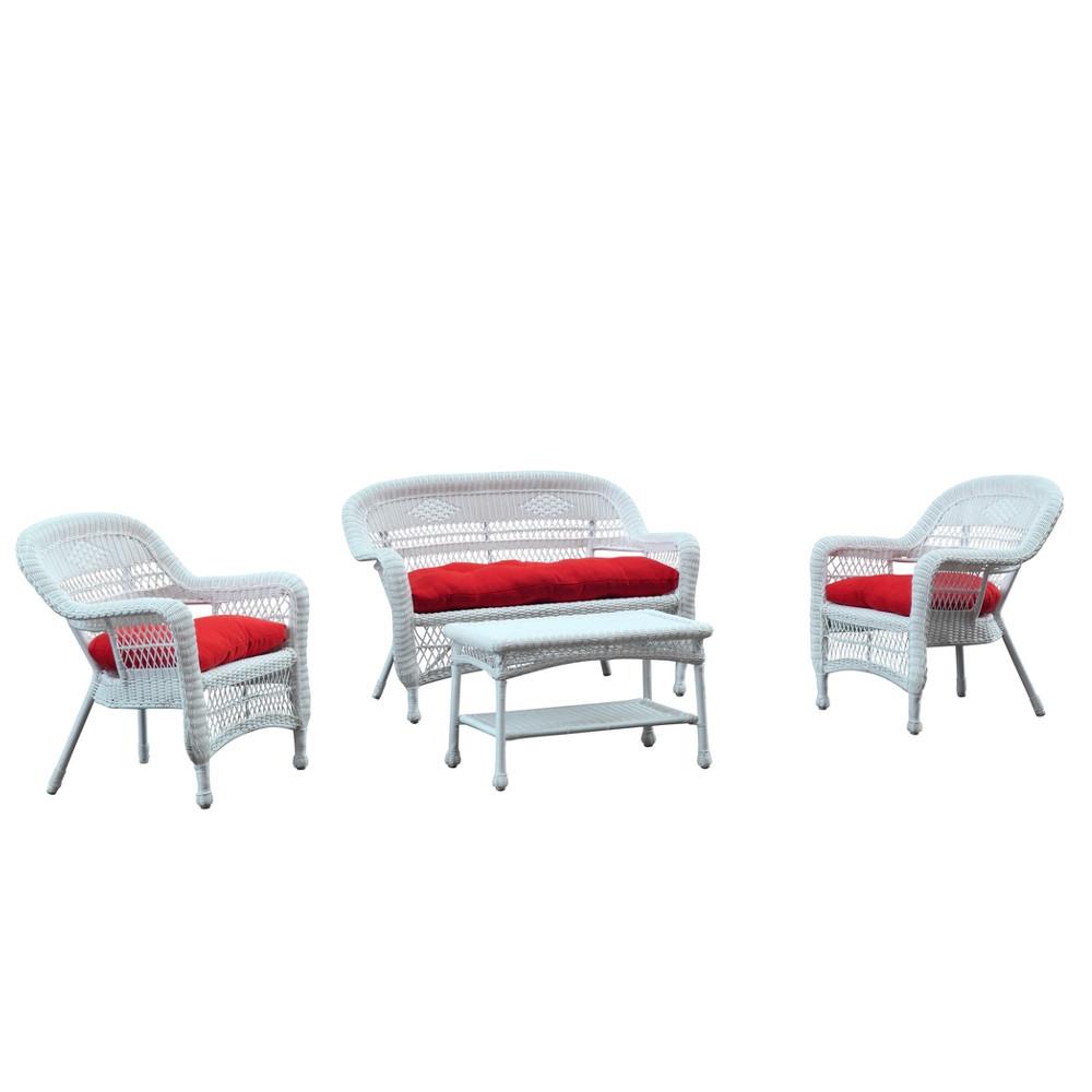 Fine Mod Imports Portside White 4pc Outdoor Set