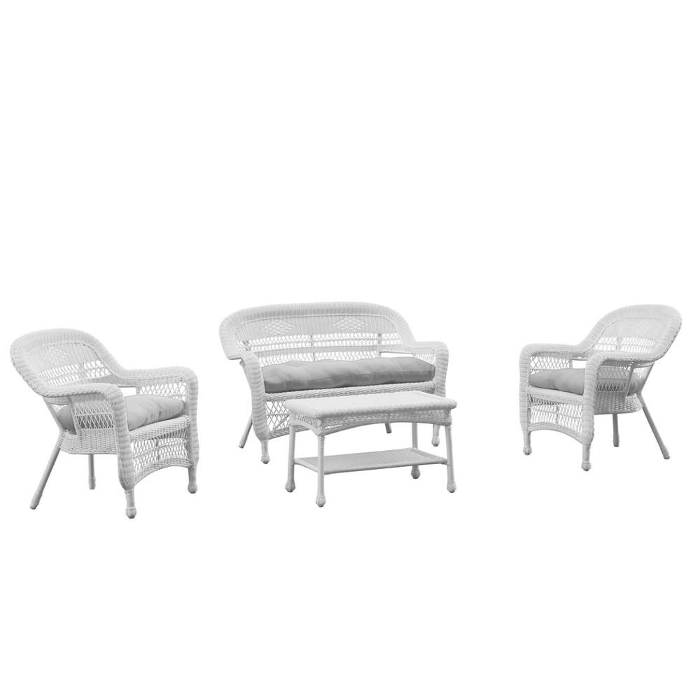 Fine Mod Imports Portside White 4pc Outdoor Set