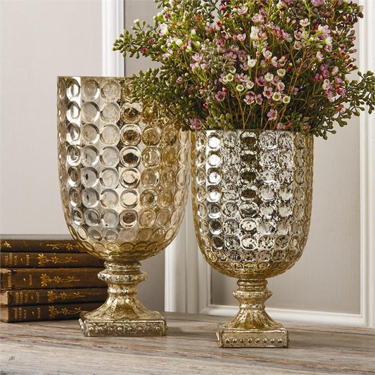 Two's Company Antiqued Gold Goblet Tealight Candleholder/Vase,Set of 2